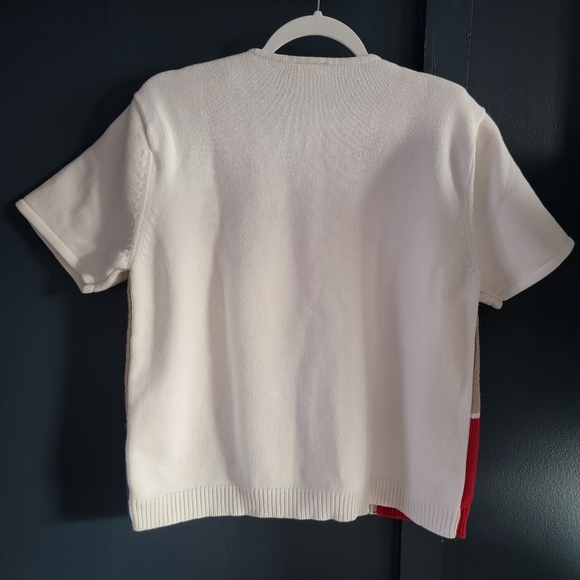 Vintage Koret‎ Thick Knitted Cotton Blend Short Sleeve Cardigan Shirt Sweater - Picture 8 of 11